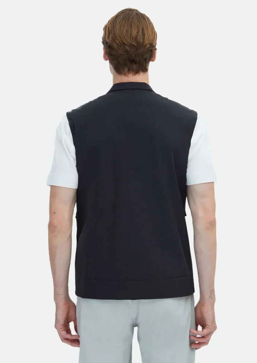 Black Regular Fit Turtleneck Casual Weaving Puffer Vest - 6