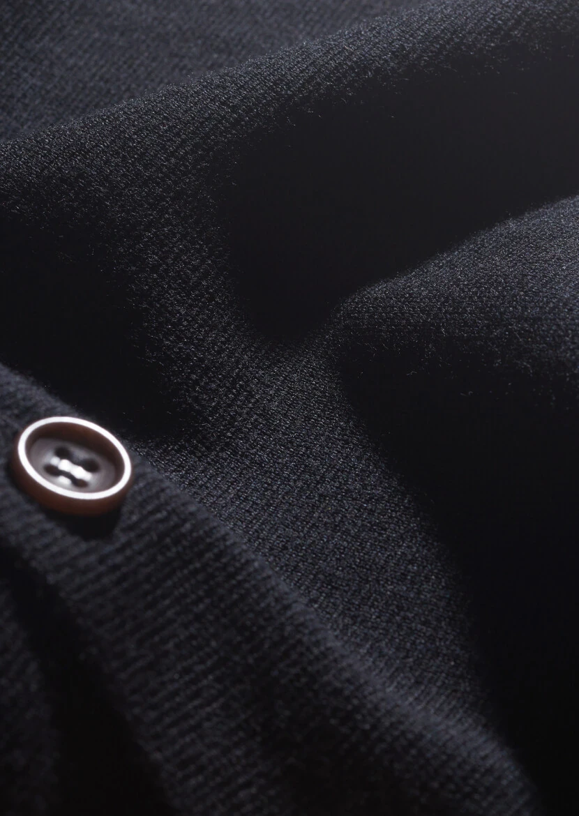 Black Regular Fit V-Neck Casual Knitting Knit Vest - 4