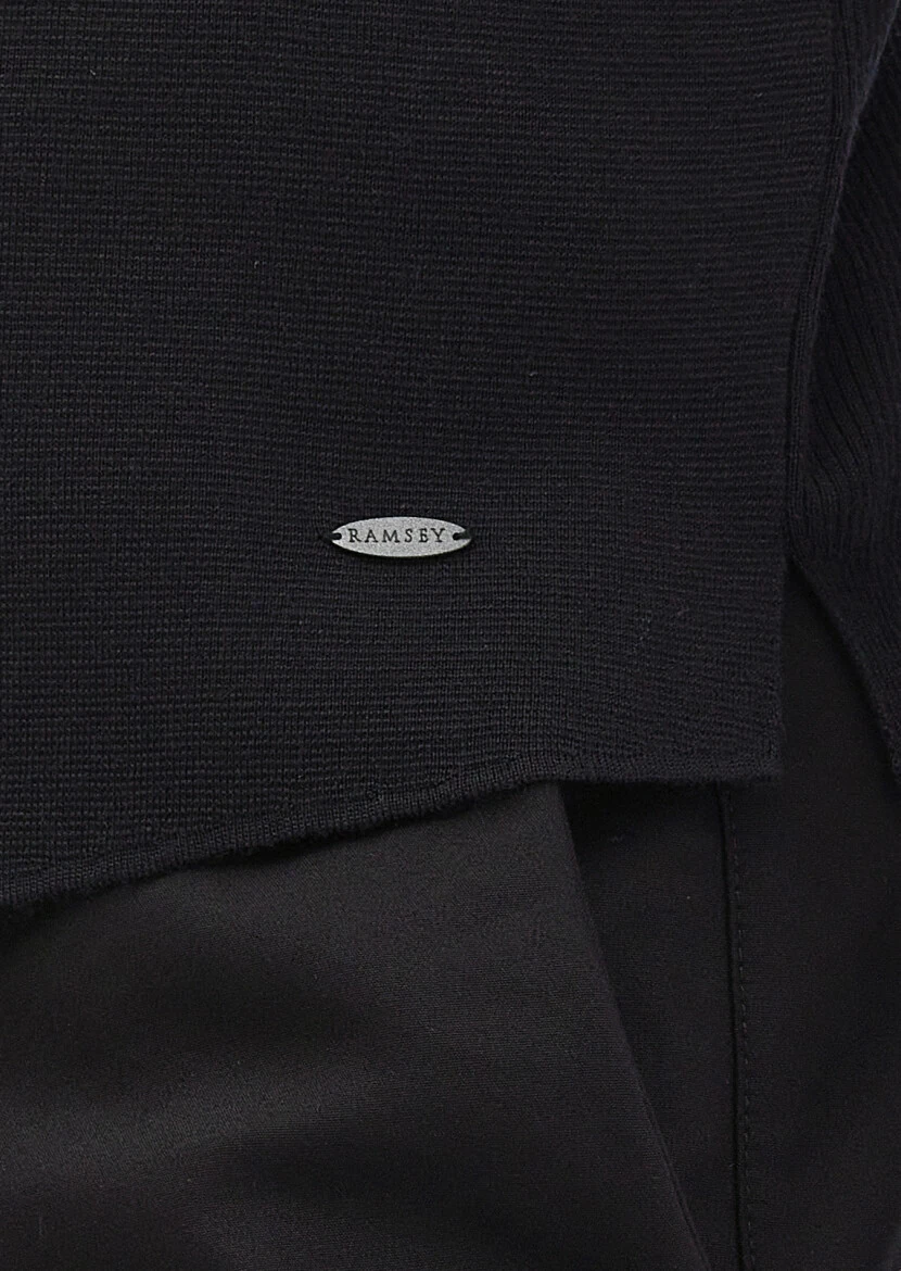 Black Regular Fit V-Neck Casual Knitting Knit Vest - 4