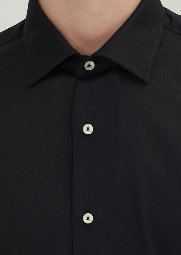 Black Regular Fit Weaving Classical 100% Cotton Shirt - 4