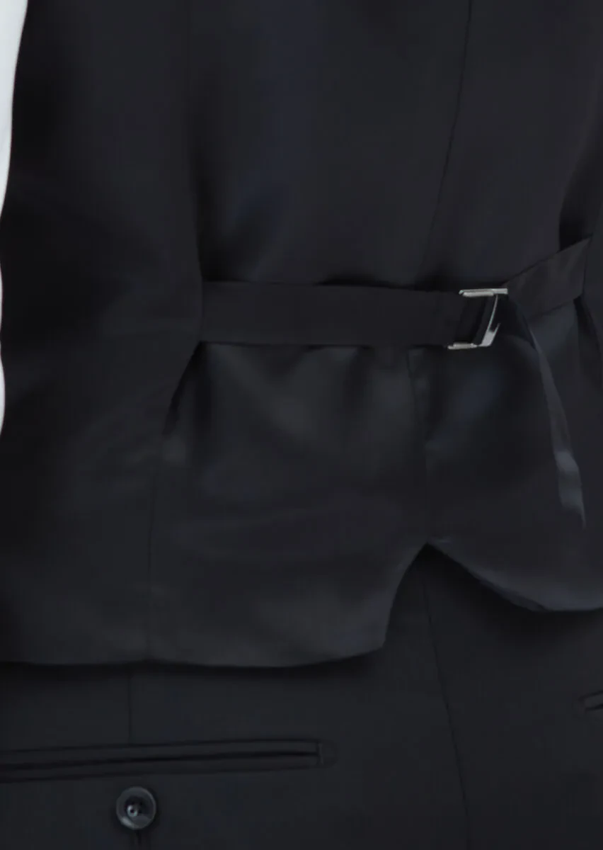 Black Slim Fit Butterfly Collar Classical Waistcoat - 5