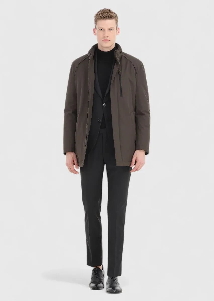 Black Striped Modern Fit 100% Wool Suit - 3