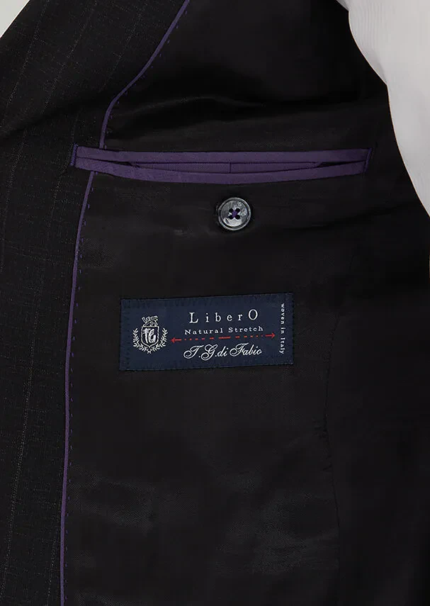 Black Striped Zeroweight Slim Fit 100% Wool Suit - 4