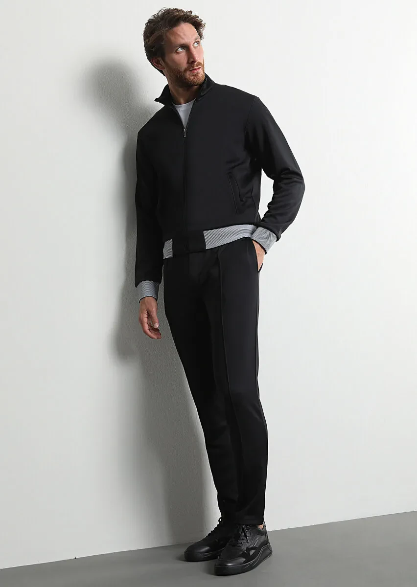 Black Turtleneck Plain Sweatshirt - 2