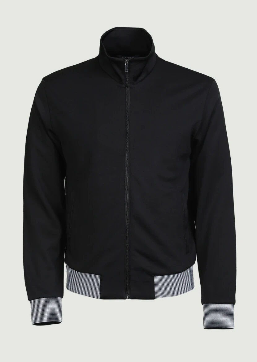 Black Turtleneck Plain Sweatshirt - 5