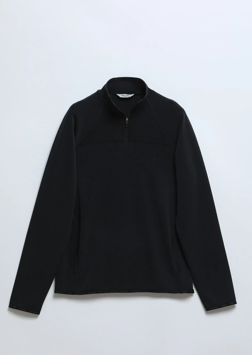 Black Turtleneck Plain Sweatshirt - 6