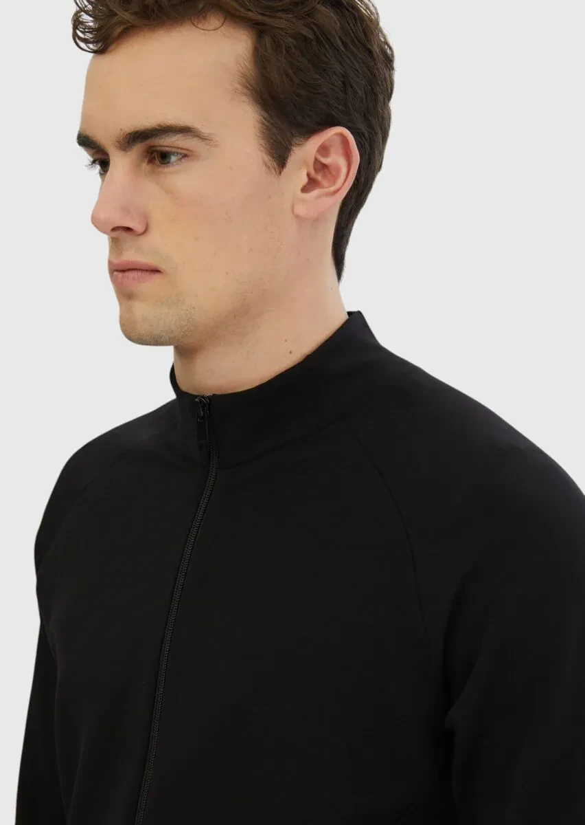 Black Turtleneck Plain Sweatshirt - 4