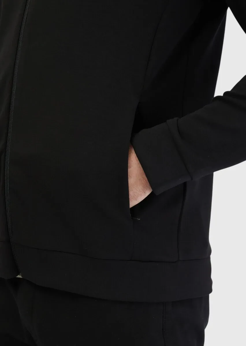 Black Turtleneck Plain Sweatshirt - 5