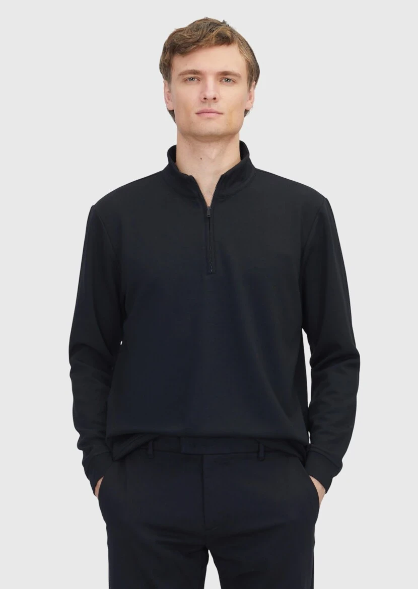 Black Turtleneck Plain Sweatshirt - RAMSEY