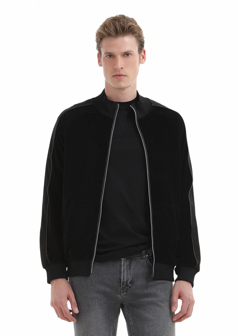 Black Turtleneck Ribbed Sweatshirt - 2