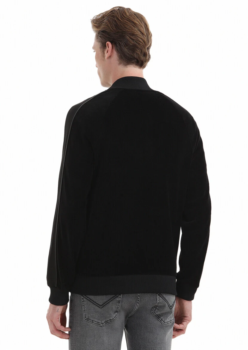 Black Turtleneck Ribbed Sweatshirt - 5