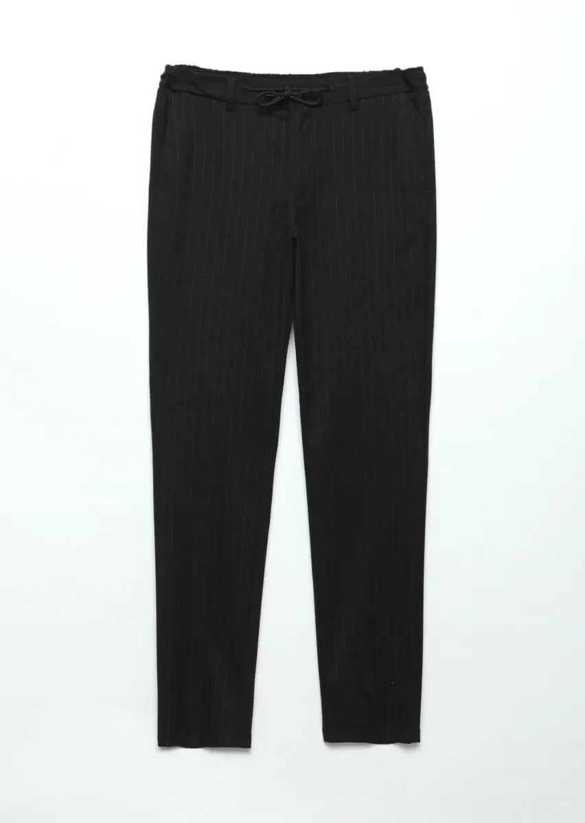 Black Weaving Jogging Fit Casual 100% Cotton Trousers - 6