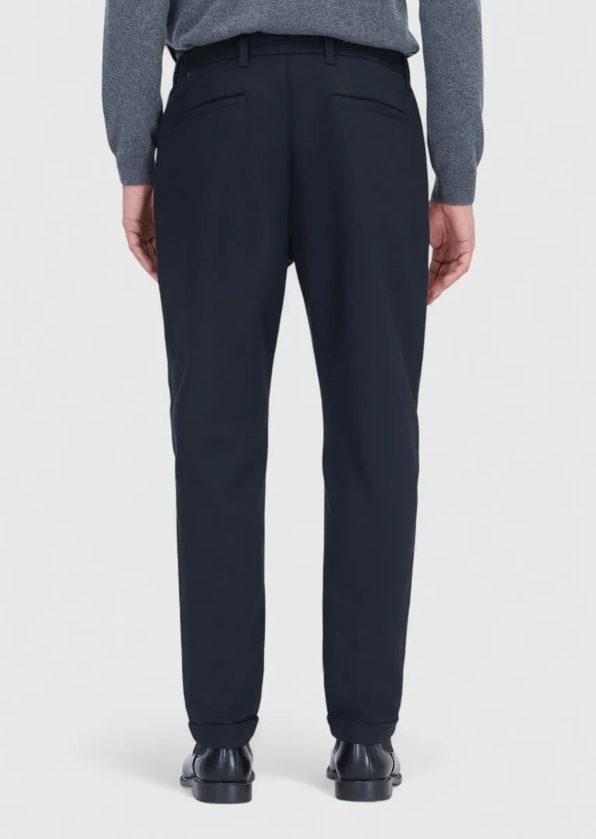 Black Weaving Jogging Fit Casual Cotton Blended Trousers - 5