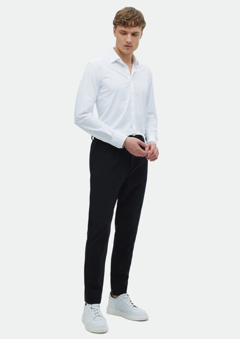 Black Weaving Jogging Fit Casual Trousers - RAMSEY