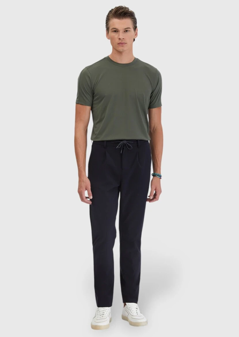 Black Weaving Jogging Fit Casual Trousers - RAMSEY