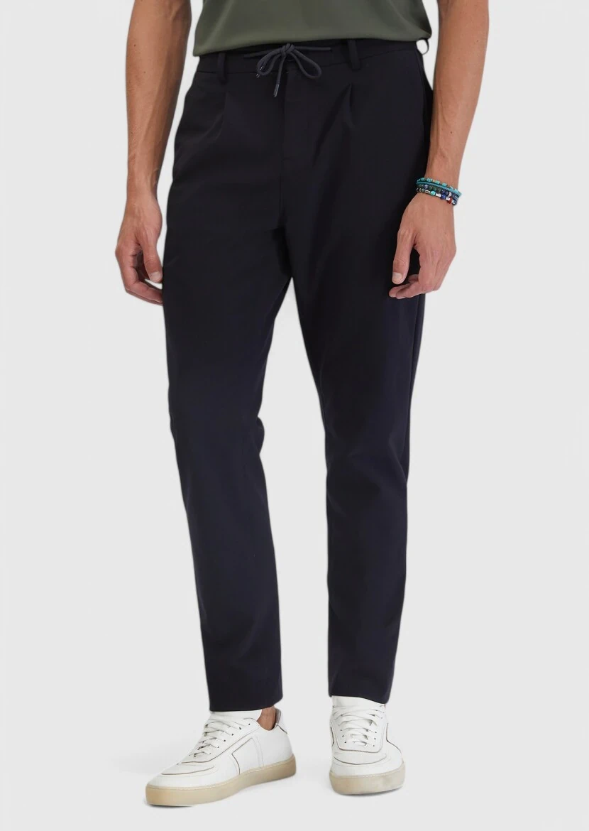 Black Weaving Jogging Fit Casual Trousers - RAMSEY