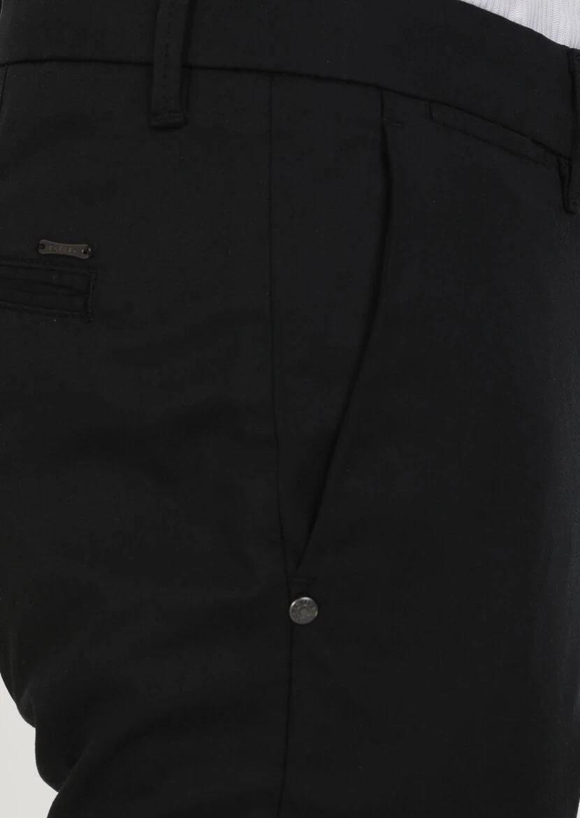 Black Weaving Regular Fit Casual Trousers - 3