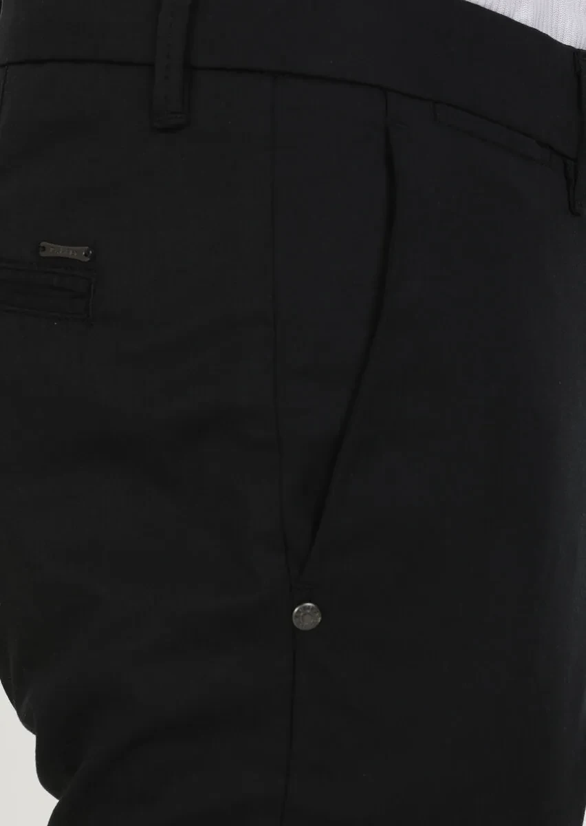 Black Weaving Regular Fit Casual Trousers - 3