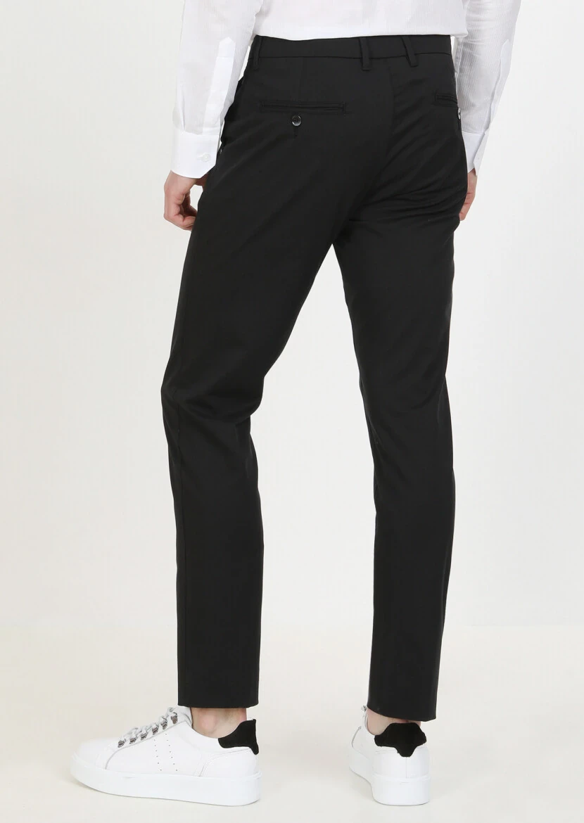 Black Weaving Regular Fit Casual Trousers - 4
