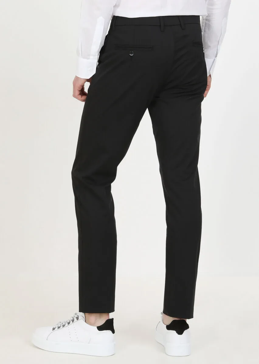 Black Weaving Regular Fit Casual Trousers - 4