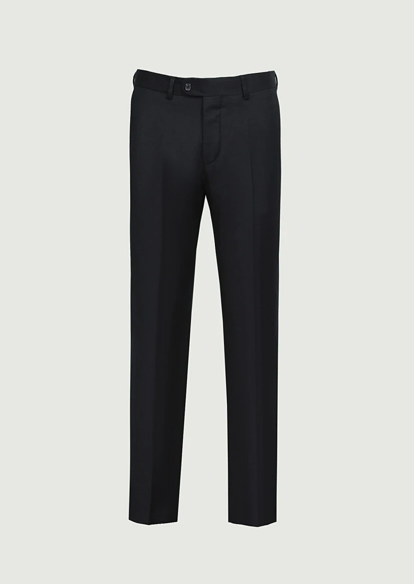 Black Weaving Regular Fit Classical 100% Wool Trousers - 6