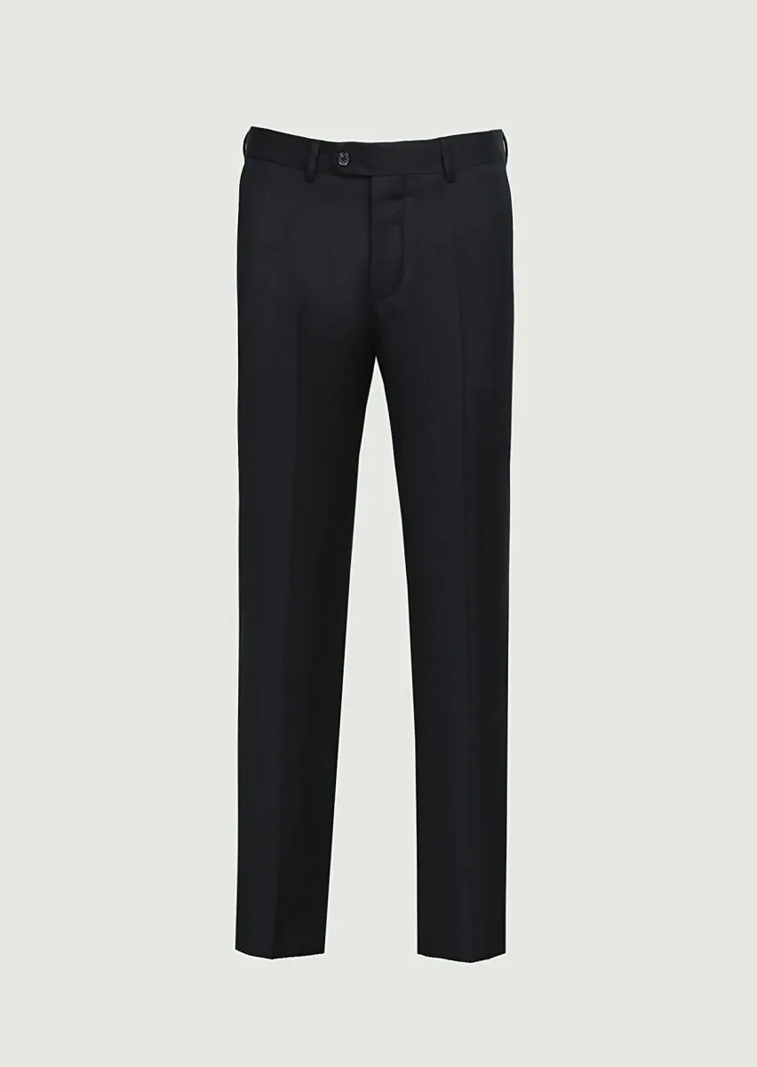 Black Weaving Regular Fit Classical 100% Wool Trousers - 6
