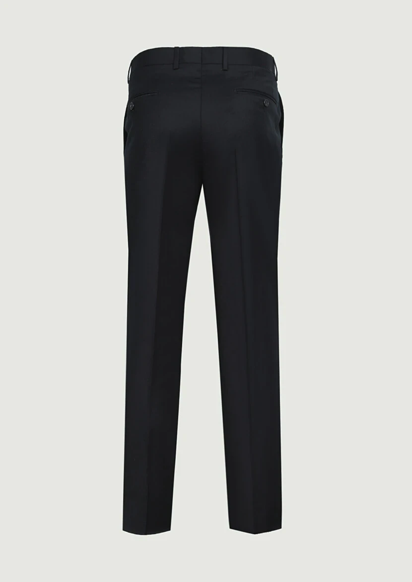 Black Weaving Regular Fit Classical 100% Wool Trousers - 7