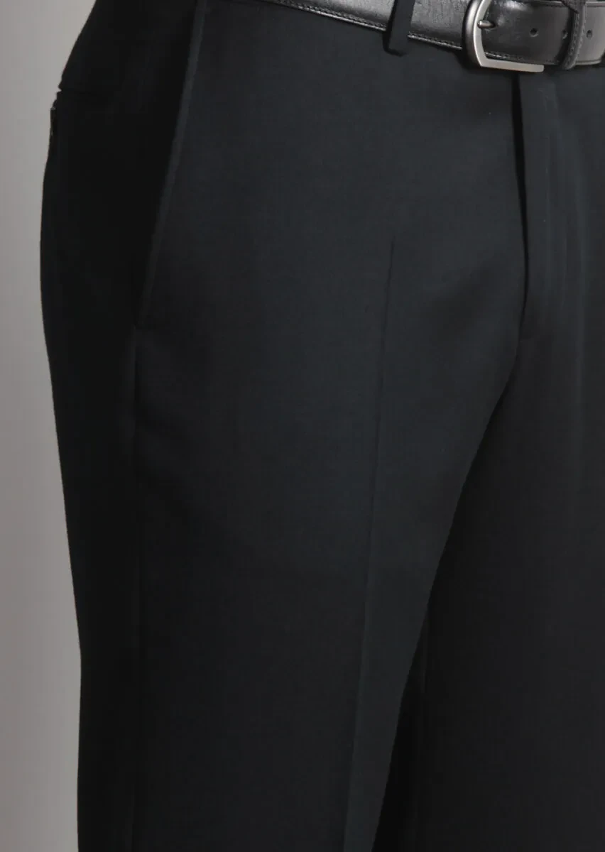 Black Weaving Regular Fit Classical 100% Wool Trousers - 4