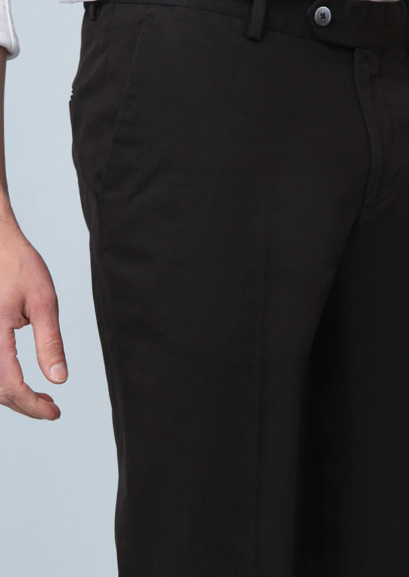 Black Weaving Regular Fit Smart Casual Cotton Blended Trousers - 3