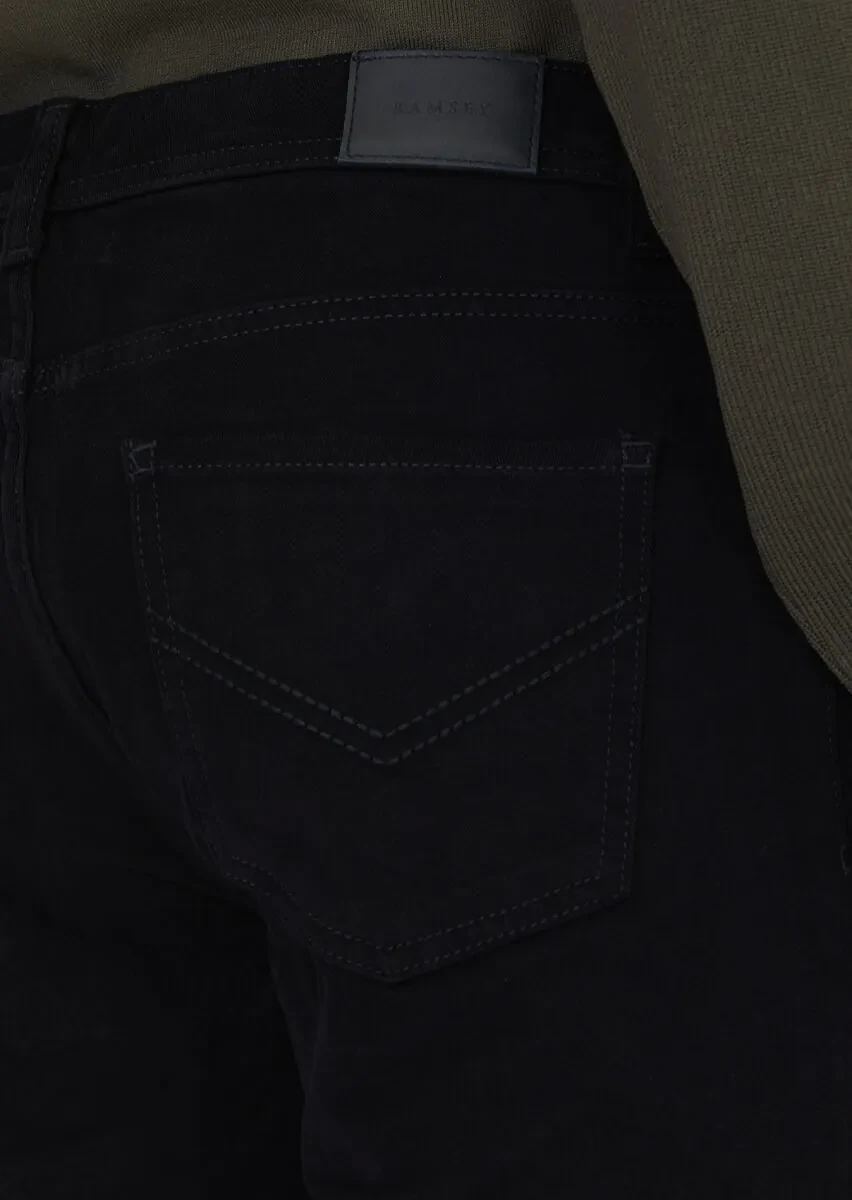 Black Weaving Slim Fit Casual Cotton Blended Trousers - 4