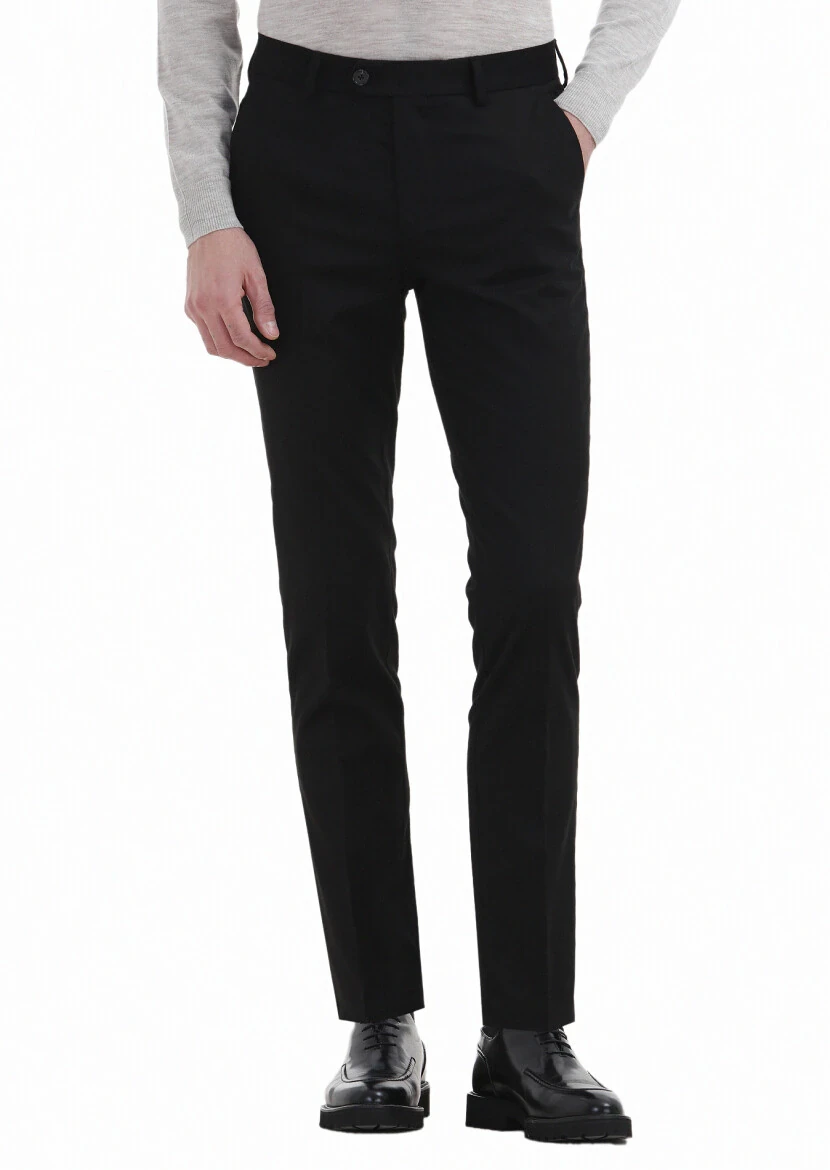 Black Weaving Slim Fit Classical Trousers 