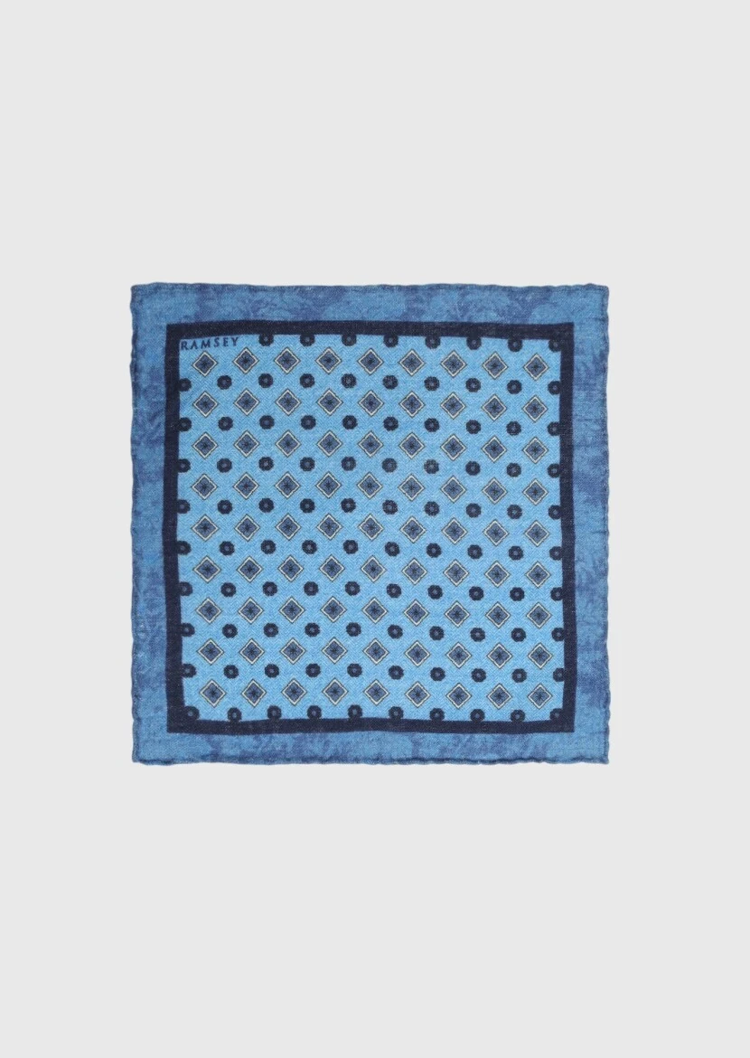 Blue %100 Yün Handkerchief - 1