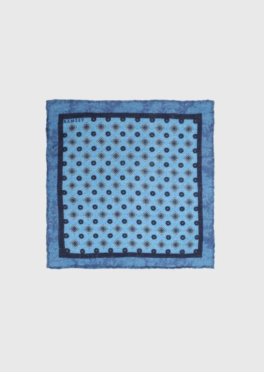 Blue %100 Yün Handkerchief - 1