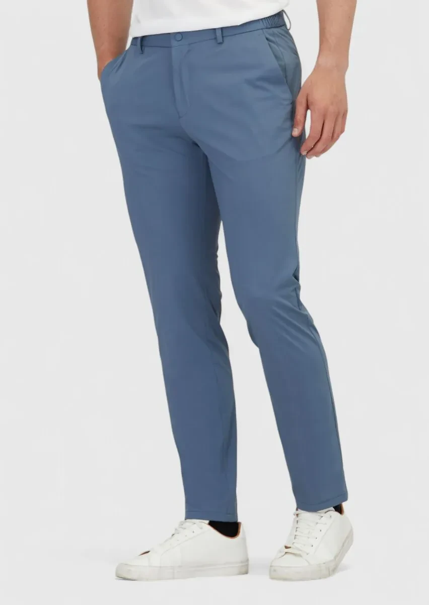 Blue Knitting Jogging Fit Casual Trousers - 2