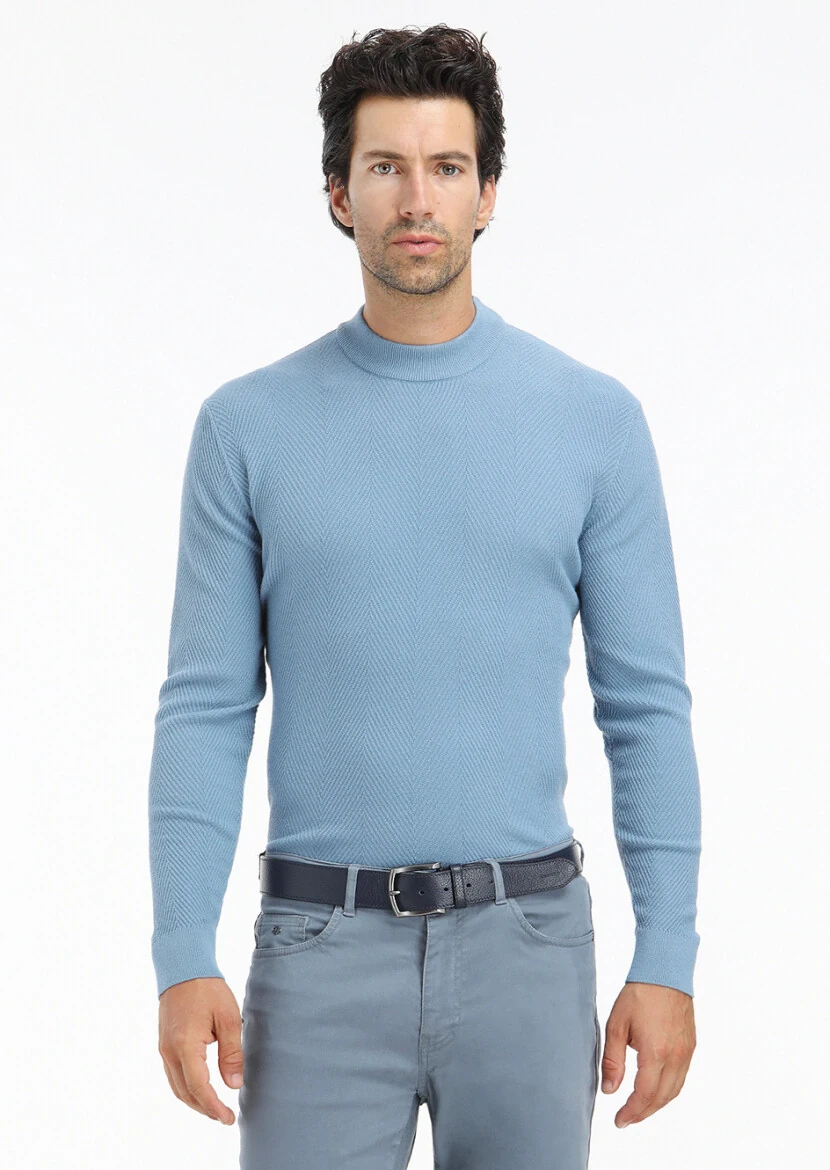 Blue Knitwear Sweatshirt - 2