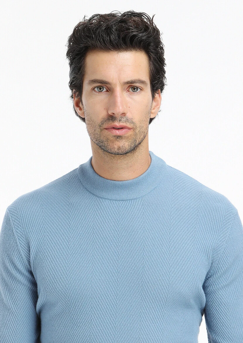 Blue Knitwear Sweatshirt - 3