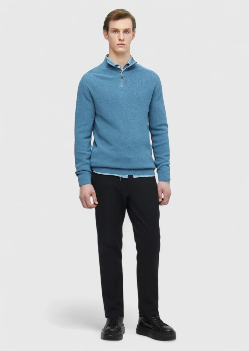 Blue Knitwear Sweatshirt 