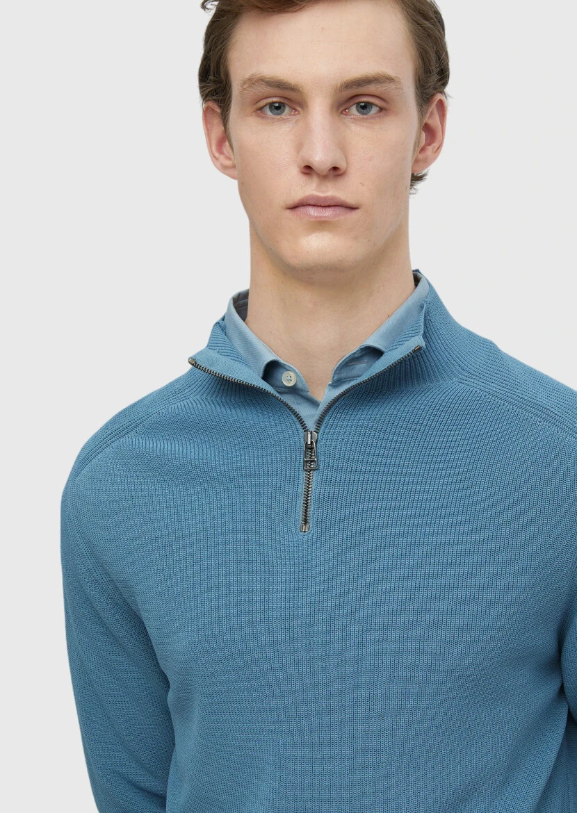 Blue Knitwear Sweatshirt - 4