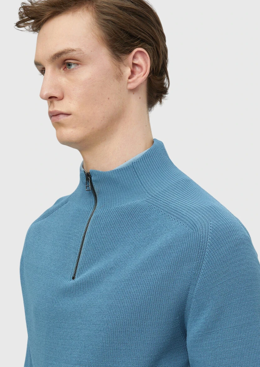 Blue Knitwear Sweatshirt - 5