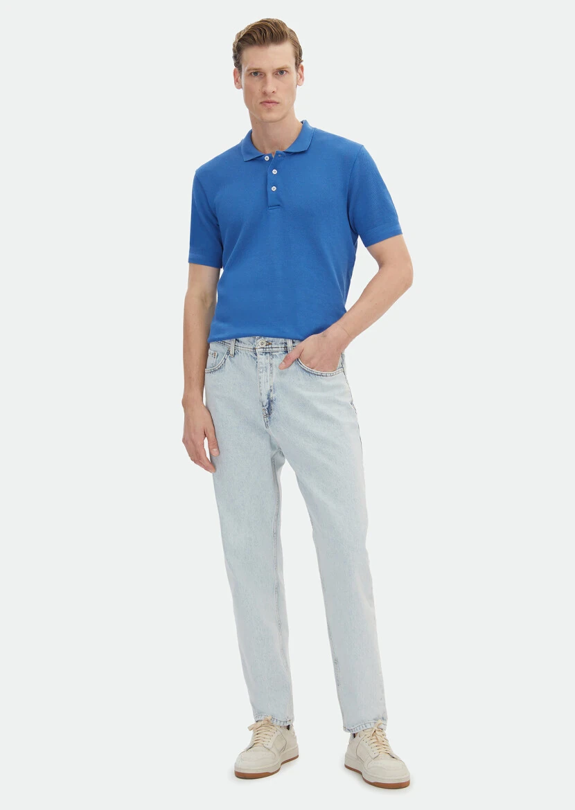 Blue Loose Fit Denim 100% Cotton Trousers - RAMSEY