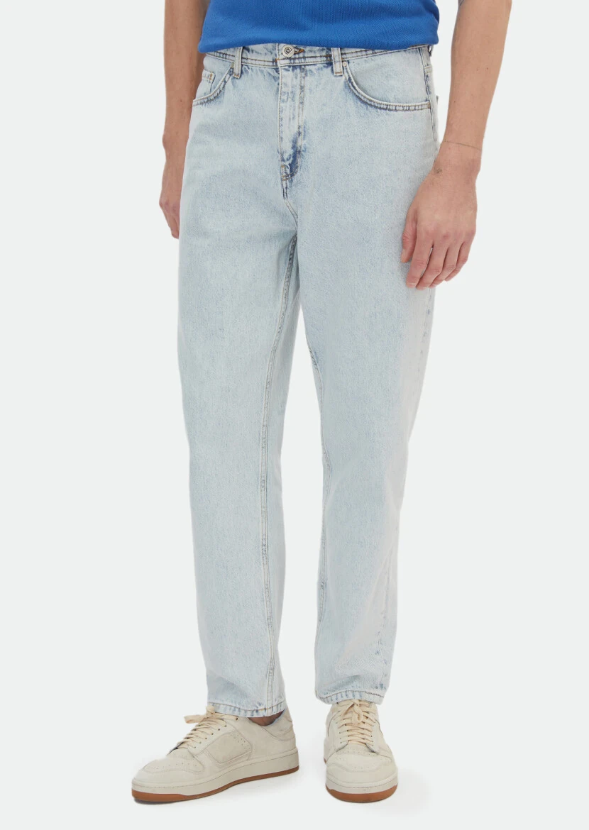 Blue Loose Fit Denim 100% Cotton Trousers - RAMSEY