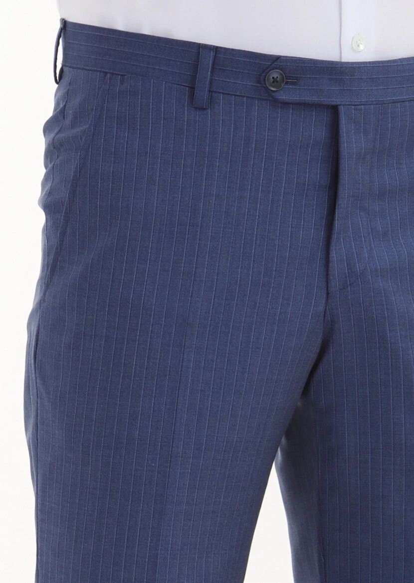 Blue Material Modern Fit Classical 100% Wool Trousers - 3