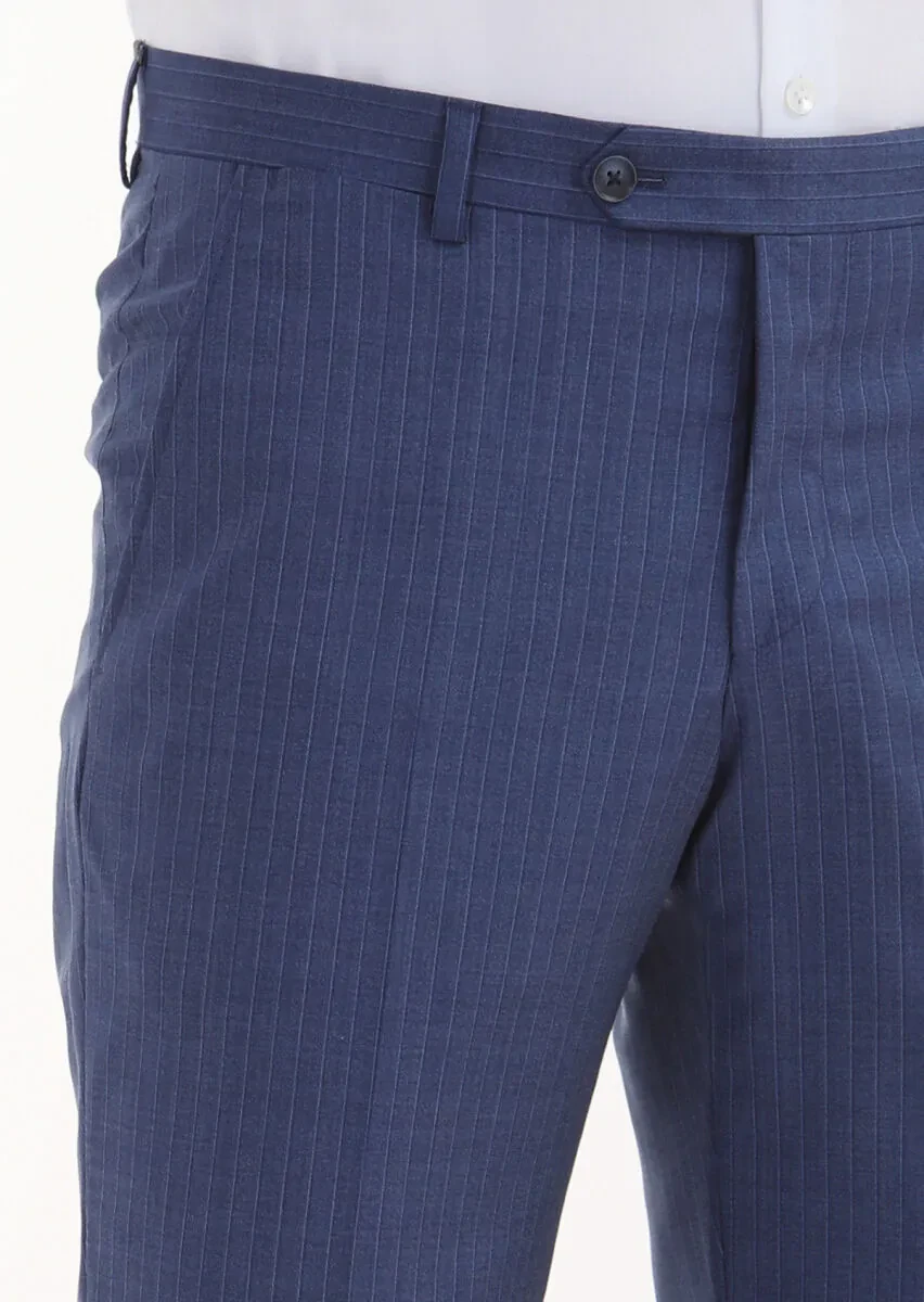 Blue Material Modern Fit Classical 100% Wool Trousers - 3