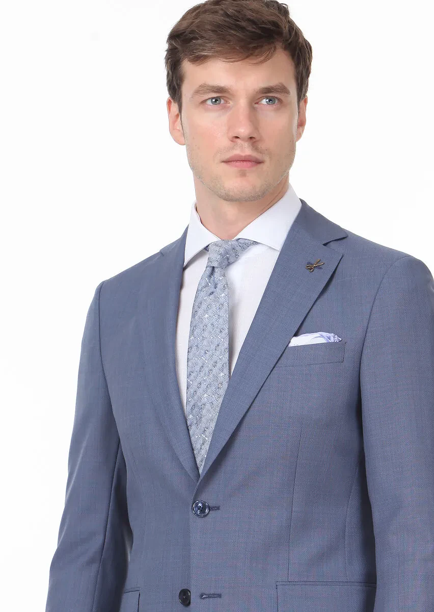 Blue Micro Modern Fit 100% Wool Suit - 2