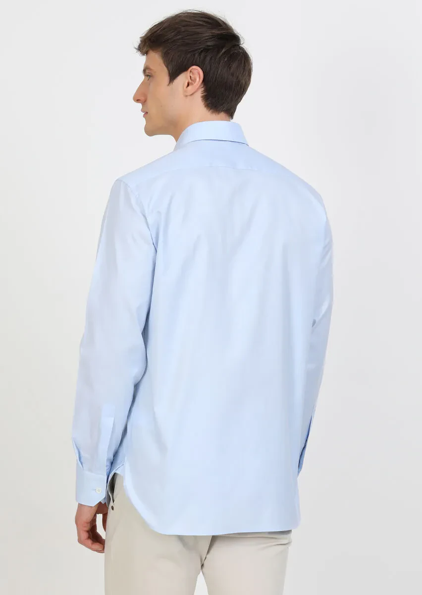 Blue Micro Regular Fit Weaving Classical 100% Cotton Shirt - 5