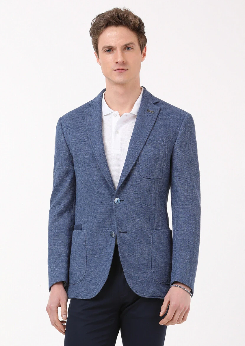 Blue Micro Zeroweight Slim Fit 100% Cotton Jacket - 1