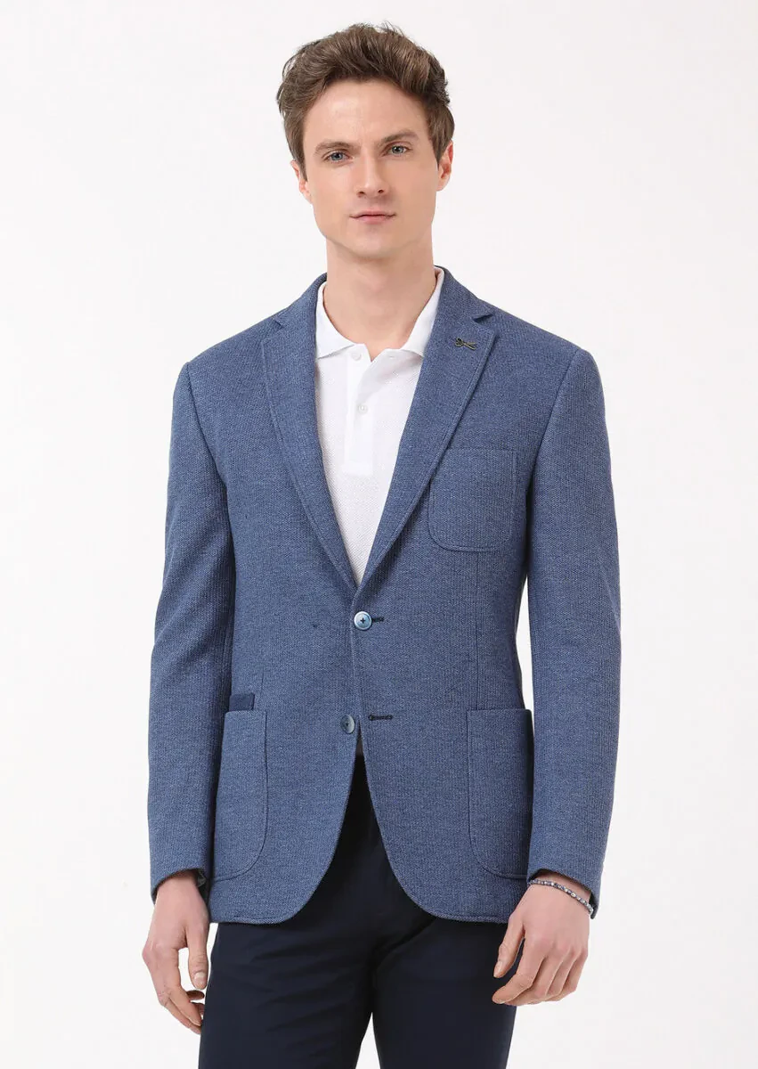 Blue Micro Zeroweight Slim Fit 100% Cotton Jacket - 1