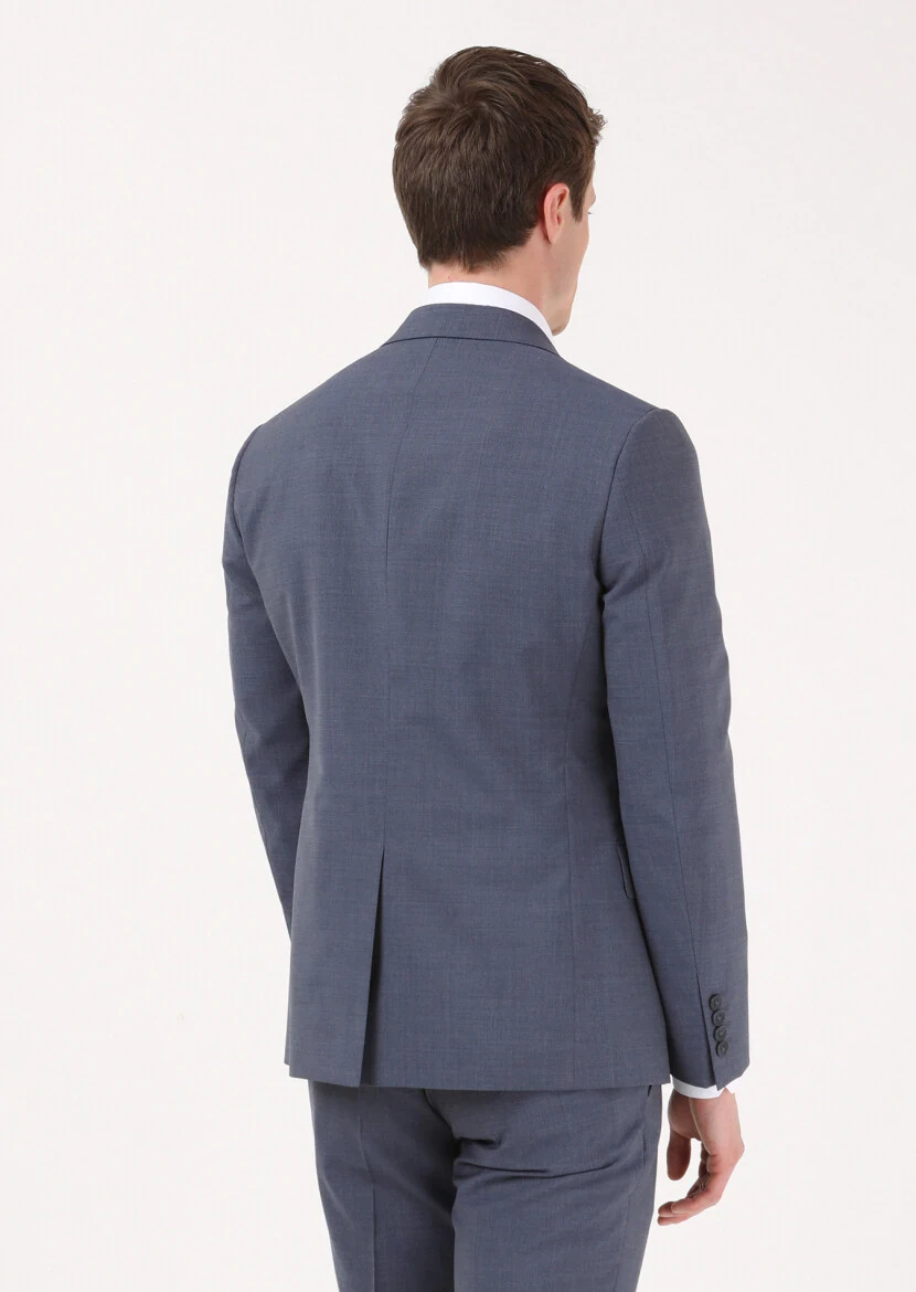 Blue Micro Zeroweight Slim Fit 100% Wool Suit - 5