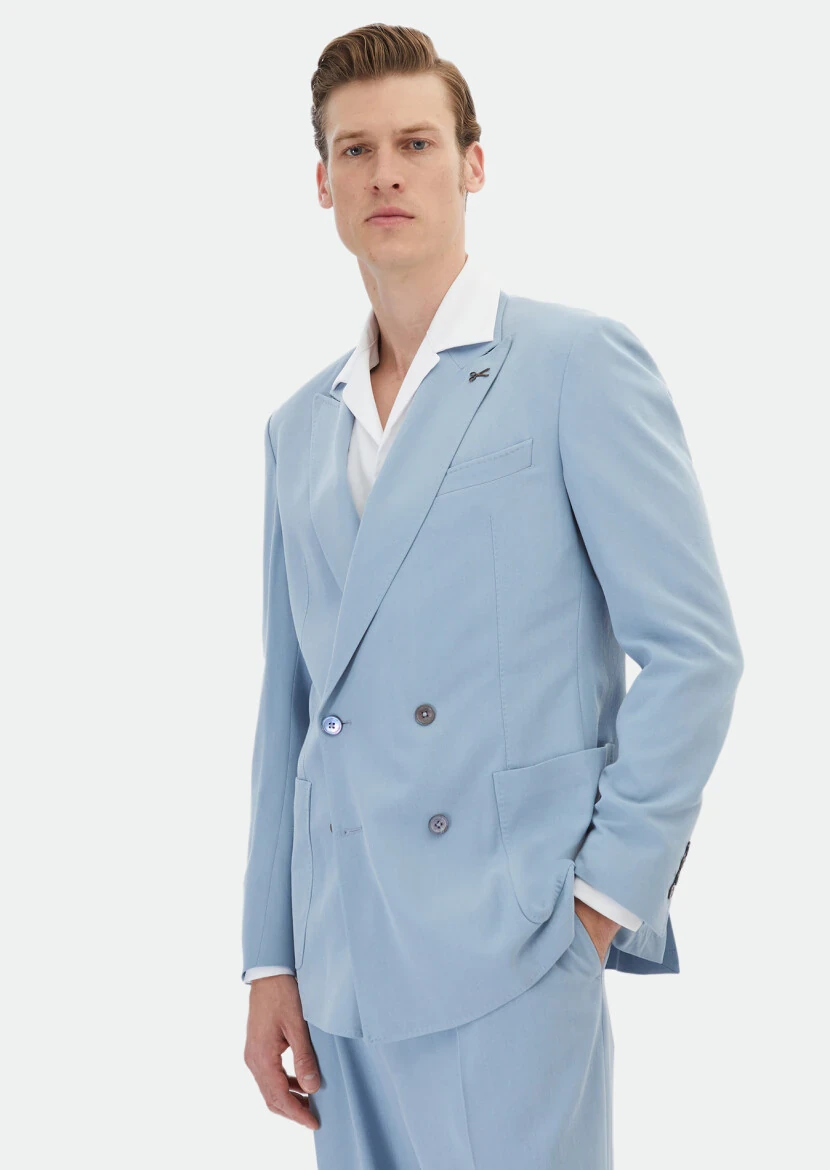 Blue Plain Zeroweight Slim Fit Suit - RAMSEY