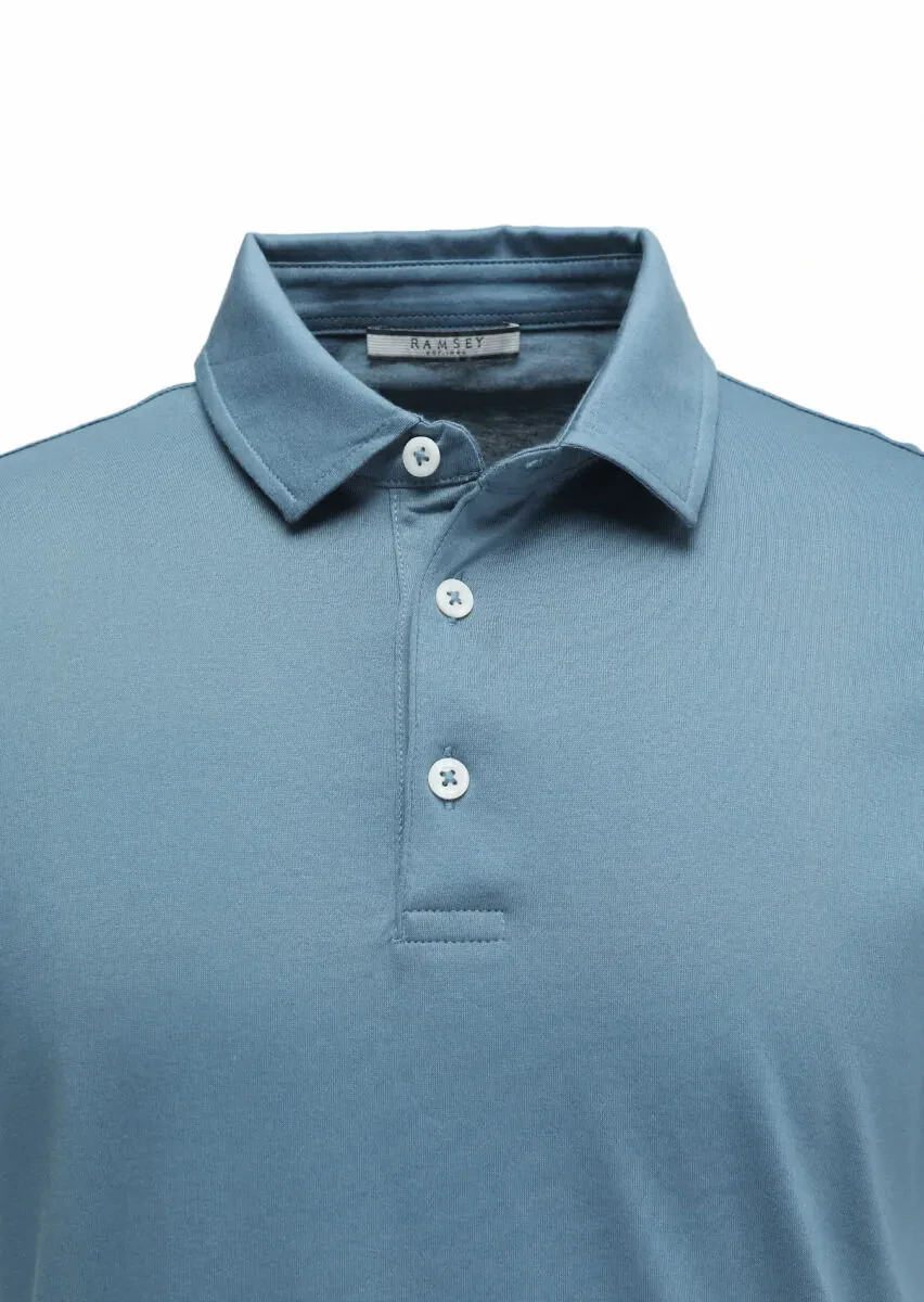 Blue Polo Neck 100% Cotton T-Shirt - 2